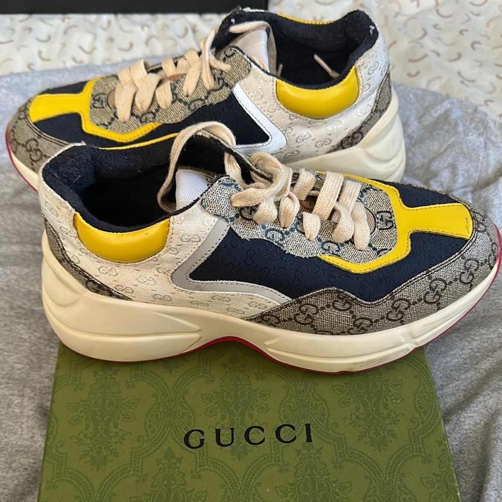 Gucci Yellow and Black Patterned Sneakers